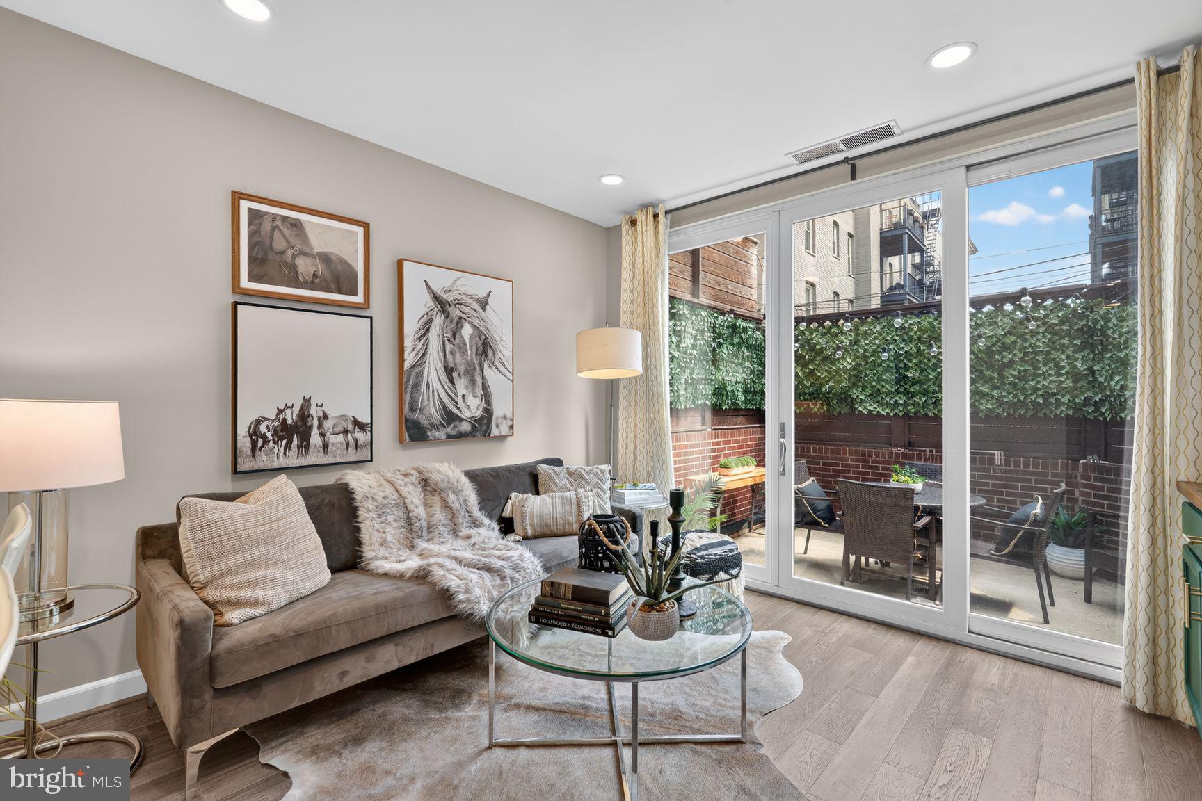 Private patio extends living space to the outdoors