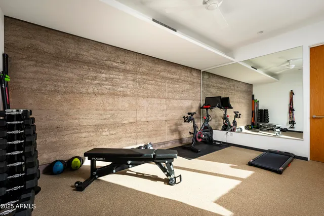 a view of a room with gym equipment