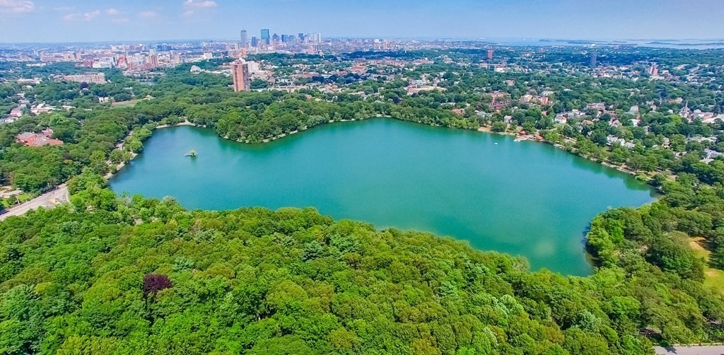 3531 Washington Street, Unit 226 Boston, MA 02130 - Photo 35 of 35 an aerial view of a houses with a lake view