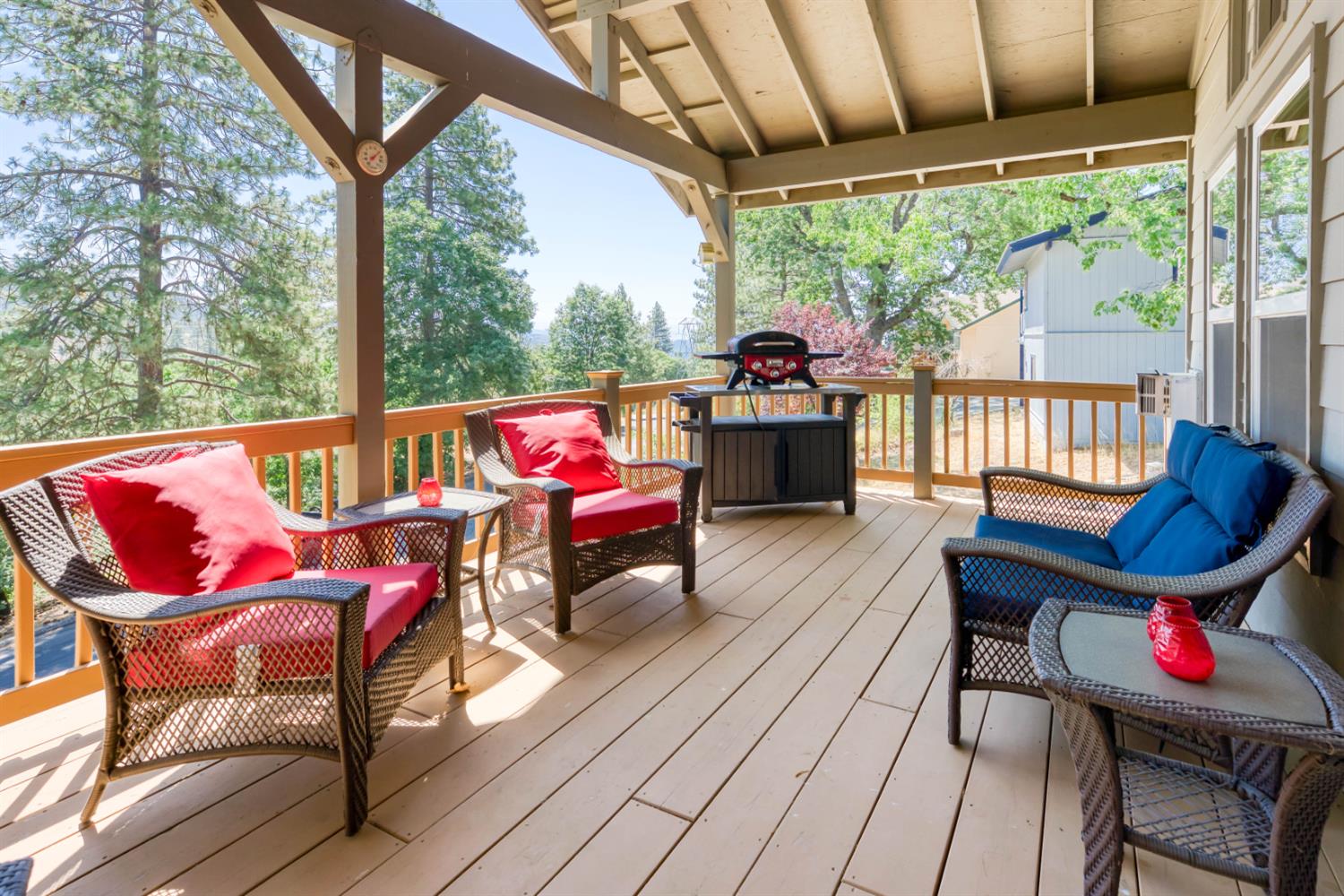 33855 Shaver Springs Road Auberry, CA 93602 - Photo 14 of 41 a view of deck with furniture and a garden