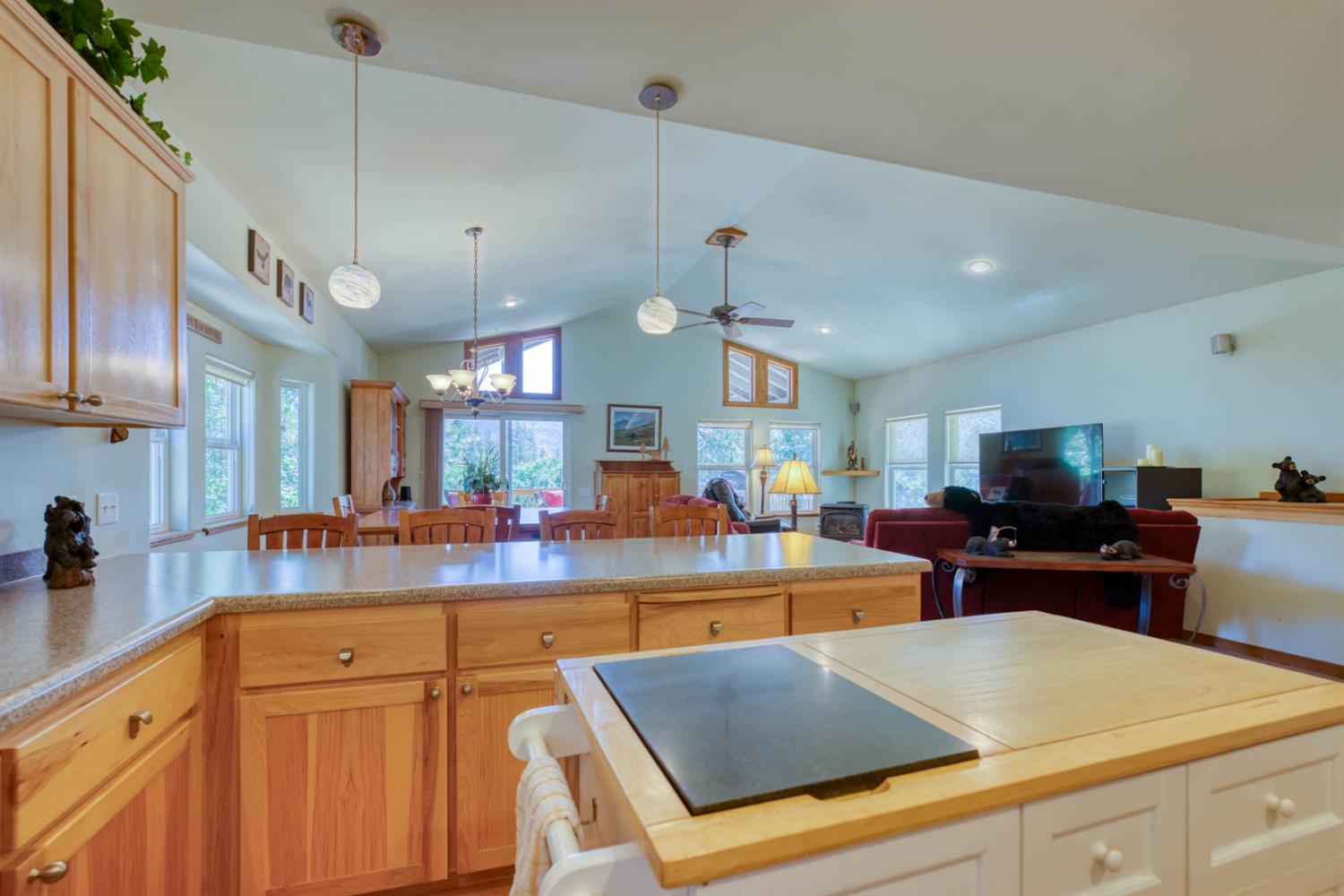33855 Shaver Springs Road Auberry, CA 93602 - Photo 21 of 41 a kitchen with stainless steel appliances granite countertop a sink dishwasher a stove and a refrigerator with wooden floor