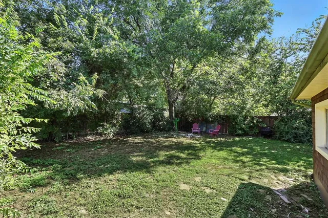 a view of outdoor space with trees all around