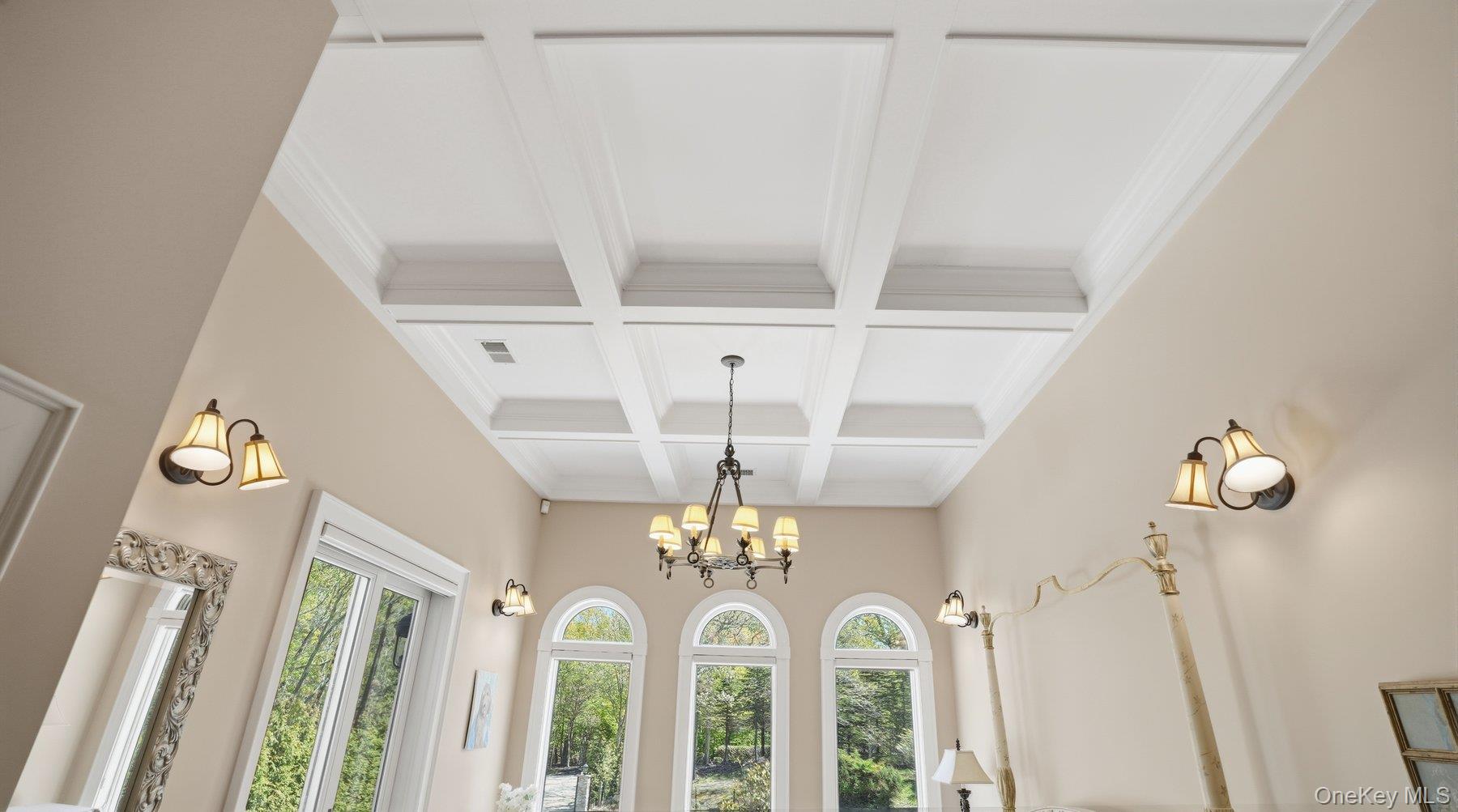 3172 Sound Avenue Baiting Hollow, NY 11901 - Photo 31 of 50 Coffered Ceiling in Guest Bedroom