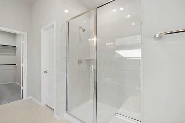 a view of an empty walk in closet