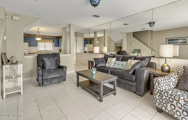 a living room with furniture