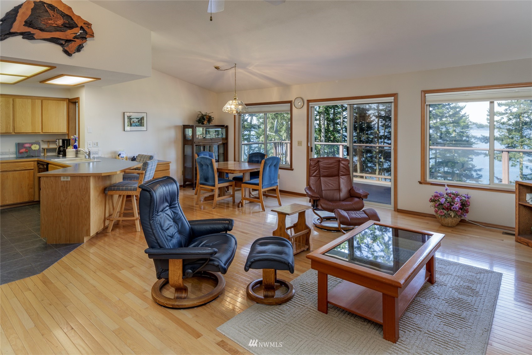 1384 Channel Road Lopez Island, WA 98261 - Photo 3 of 40 a living room with furniture and a large window