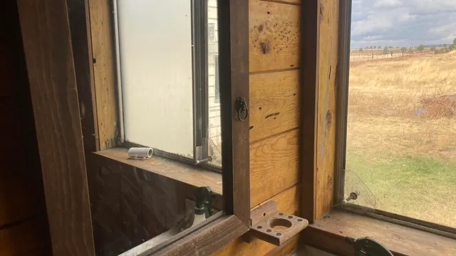 a view of a bathroom with a window