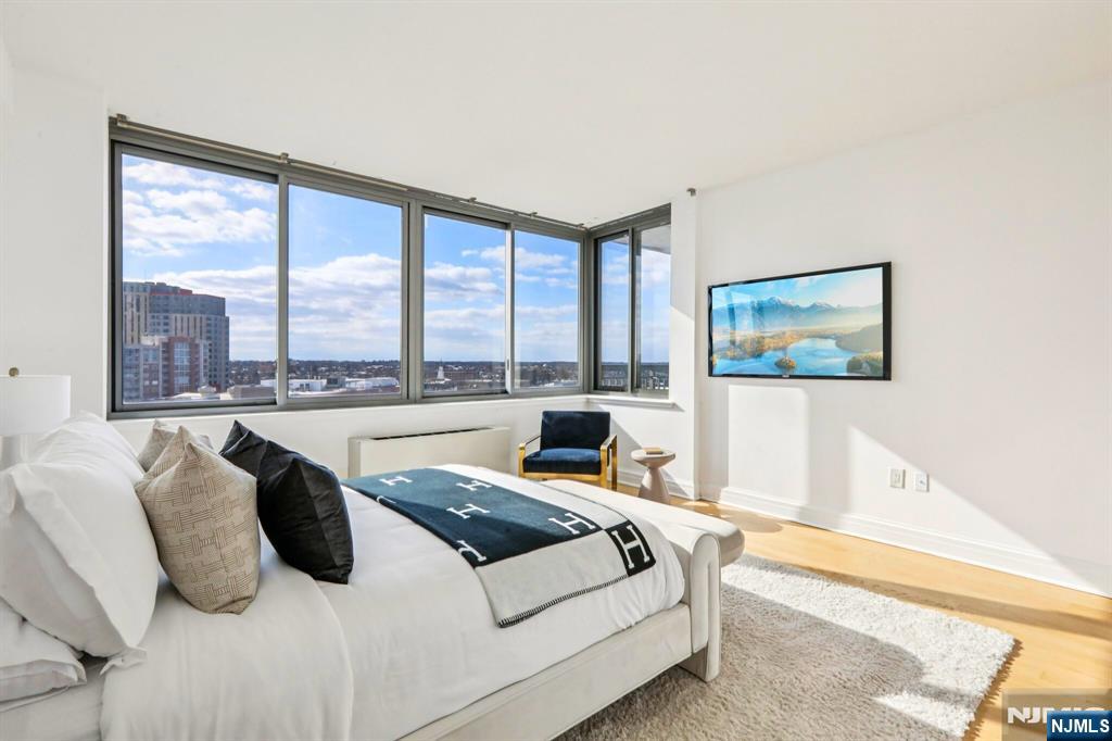 1 Spring Street, Unit 1004 New Brunswick, NJ 08901 - Photo 14 of 26 a living room with a large bed and a large window