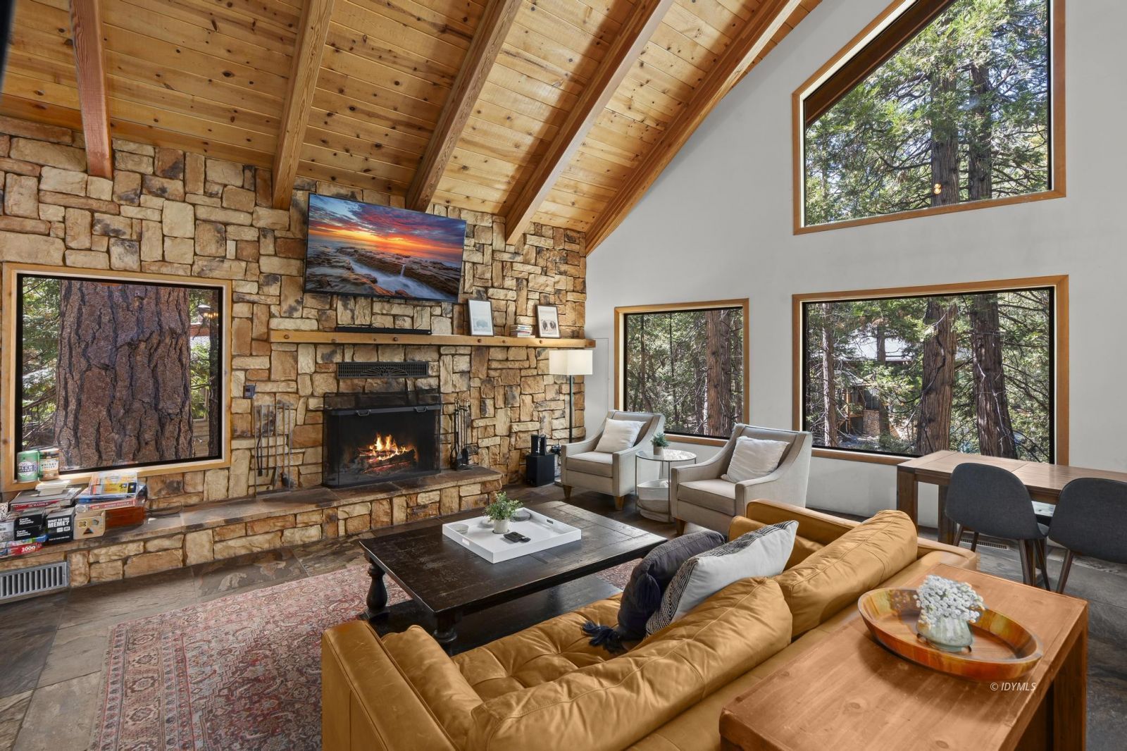 24747 Fern Valley Road Idyllwild, CA 92549 - Photo 10 of 42 a living room with furniture and a fireplace