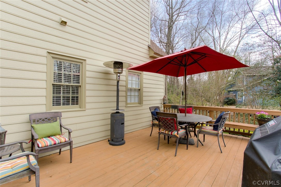 403 Rivers Bend Court Chester, VA 23836 - Photo 36 of 39 a view of balcony with furniture and umbrella