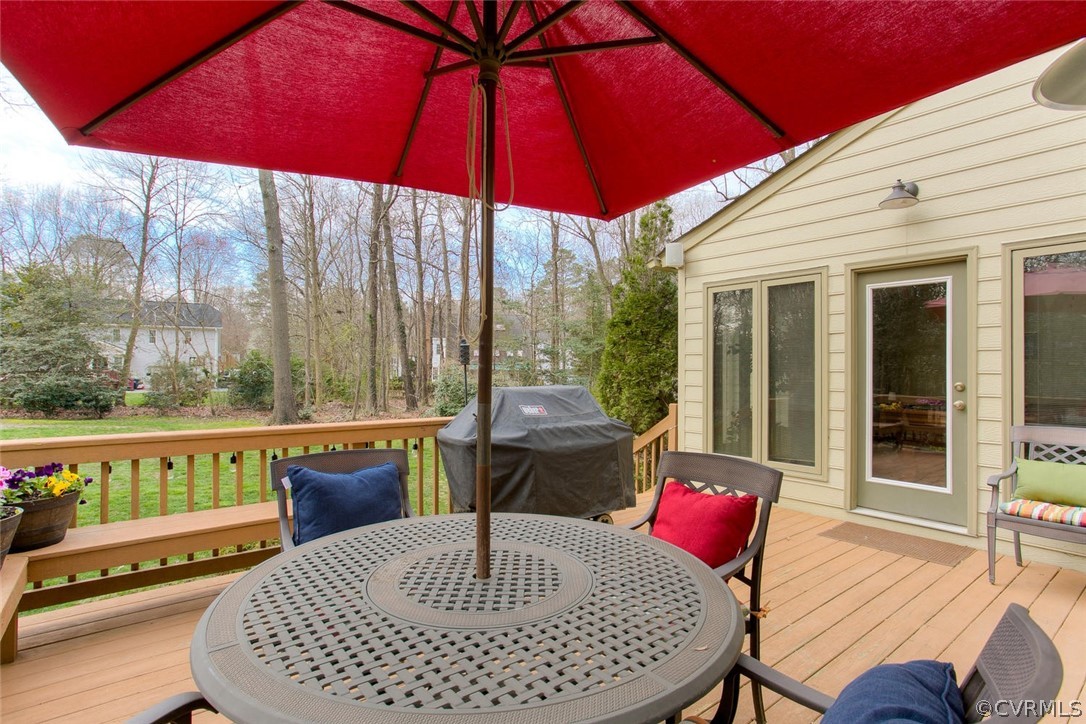 403 Rivers Bend Court Chester, VA 23836 - Photo 38 of 39 a view of balcony with furniture and umbrella