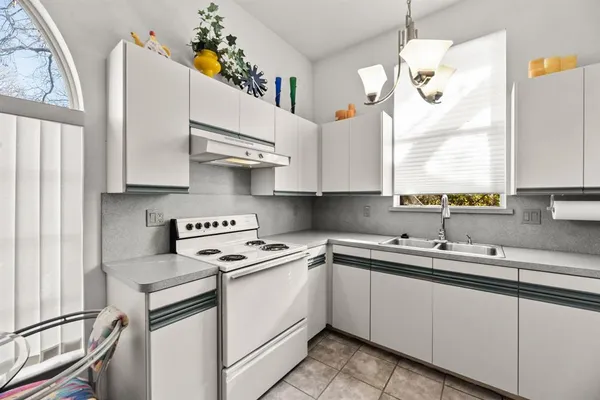 a view of a house with garden and tall trees