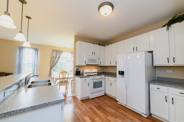 604 Springbrook Trail North Oswego, IL 60543 - Photo 2 of 22 a kitchen with granite countertop a sink stove and refrigerator