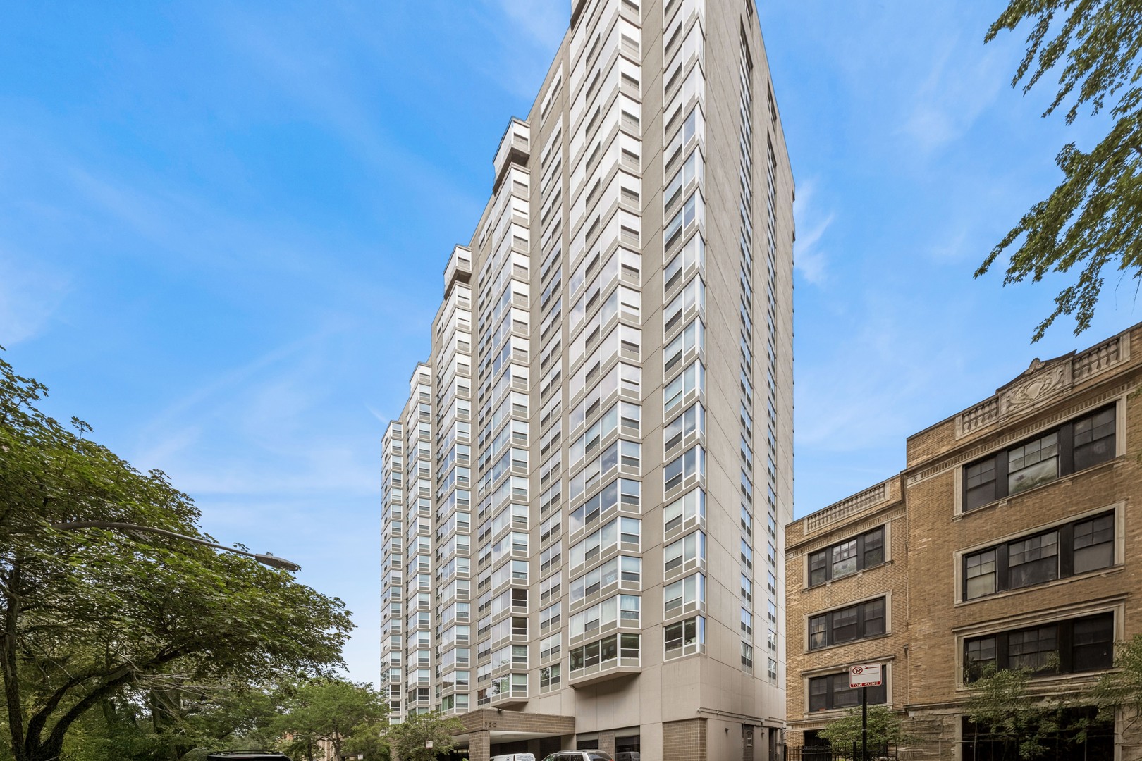 a front view of a building