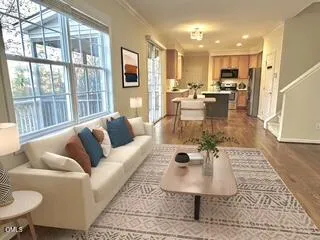 a park view with a bench and trees