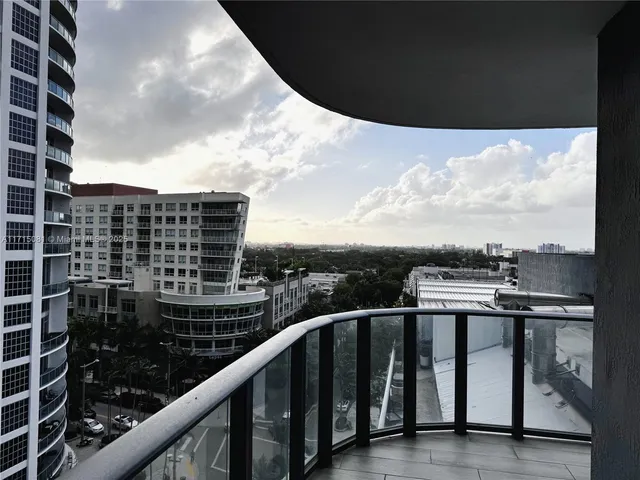 a balcony with city view