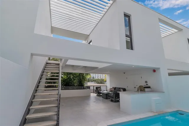 a view of wooden floor with windows