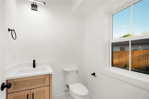 a view of a small space with a window