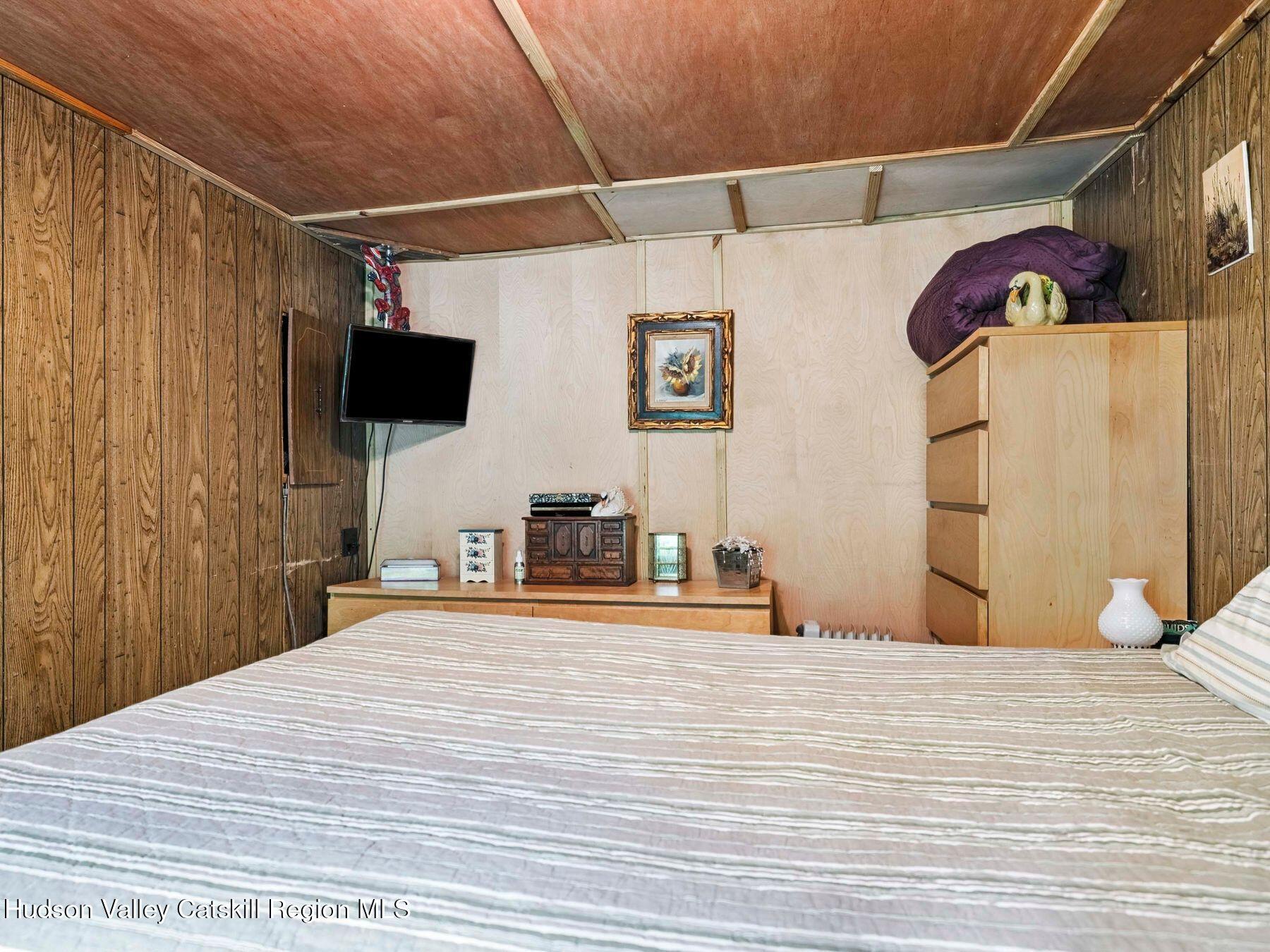 325 Brand Road Conesville, NY 12076 - Photo 17 of 36 a bedroom with a bed and a flat screen tv