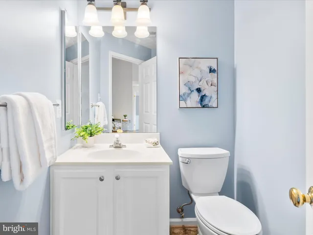 a bathroom with a toilet a sink and a mirror