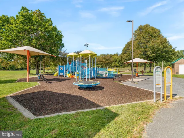 a view of a park with slide