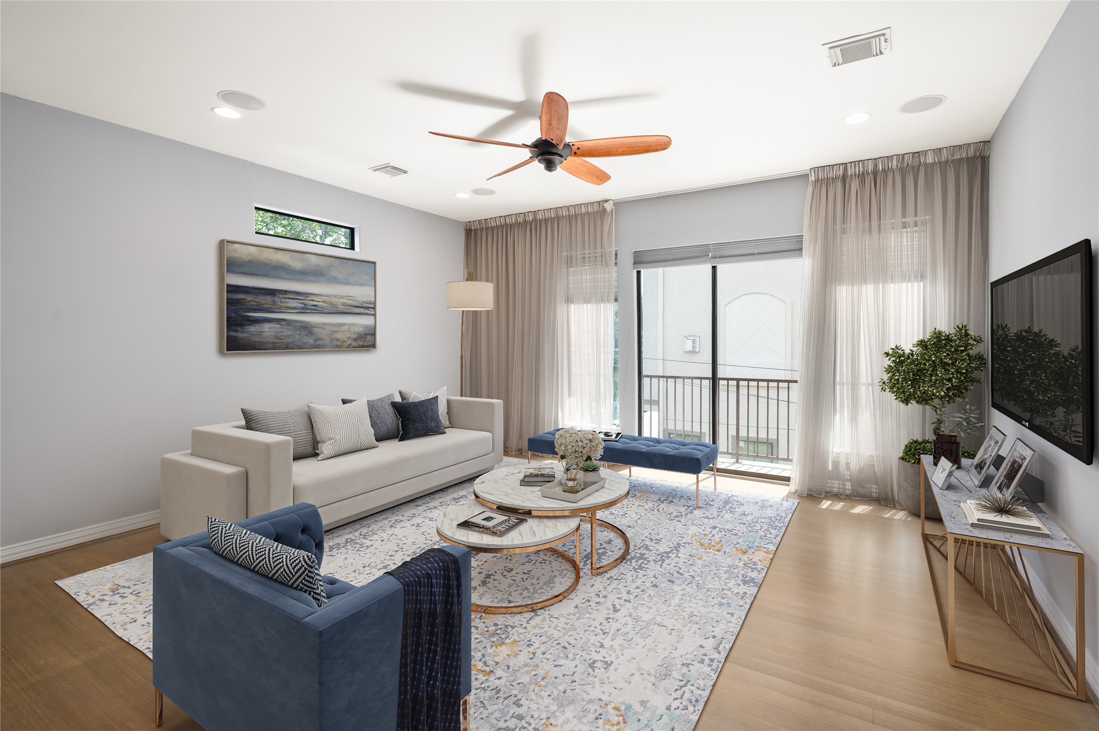 2310 Camden Drive Houston, TX 77021 - Photo 22 of 39 a living room with furniture a flat screen tv and a large window