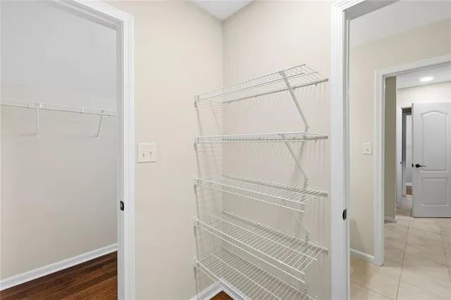 a view of a building with sitting area