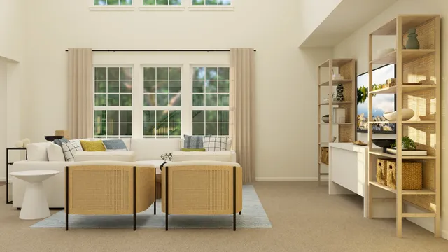 a view of living room with furniture and window