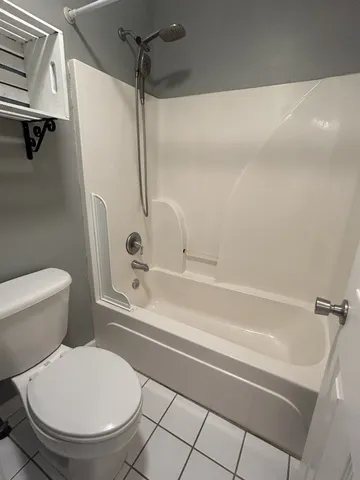a bathroom with a toilet and a bathtub