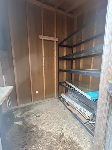 a view of an empty walk in closet