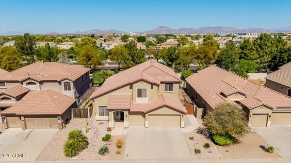 an aerial view of a house