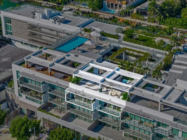 an aerial view of a house