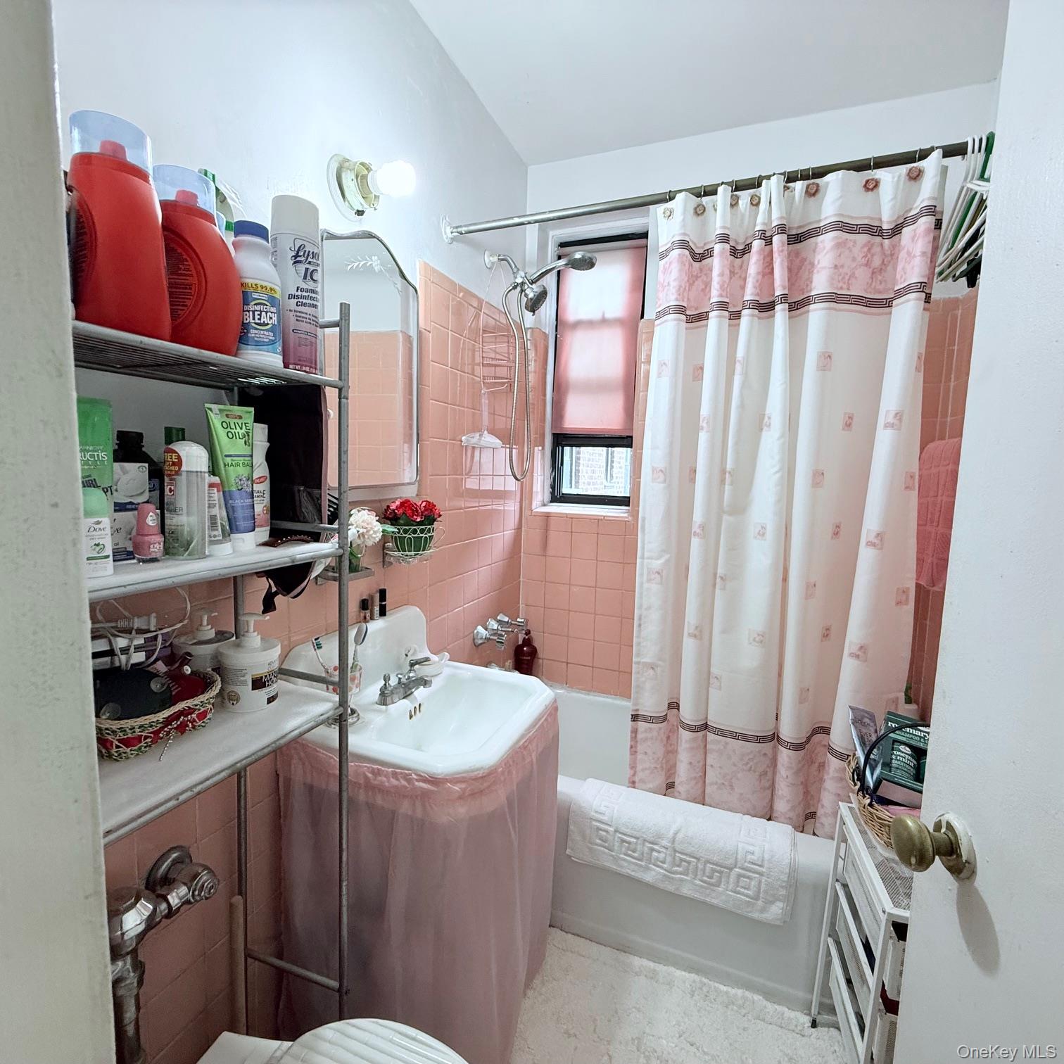 83-15 98th Street, Unit 3K Queens, NY 11421 - Photo 6 of 8 a bathroom with a sink a mirror and a shower curtain