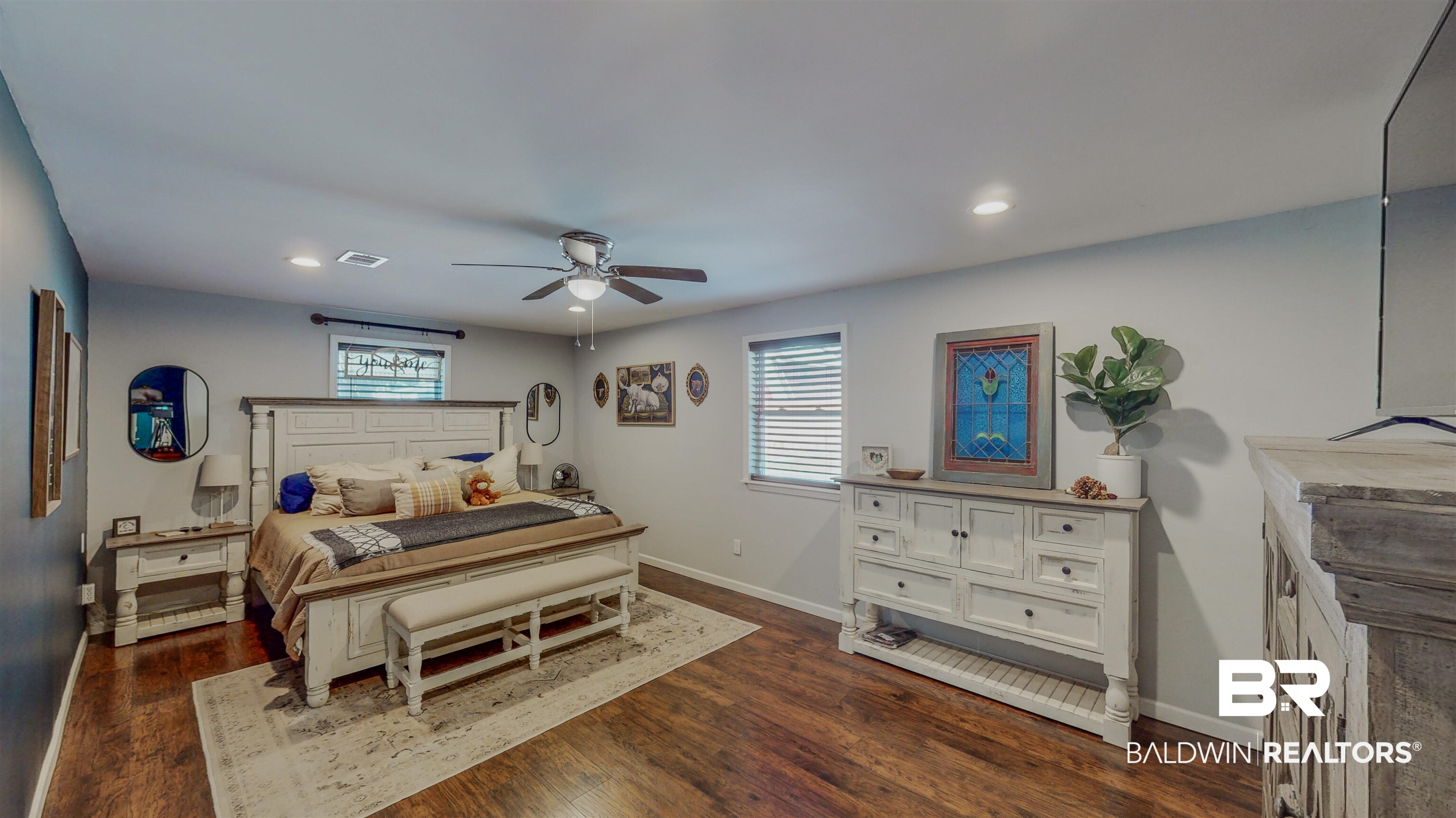 19365 Keller Road Foley, AL 36535 - Photo 18 of 41 Bedroom with ceiling fan and dark hardwood / wood-style floors