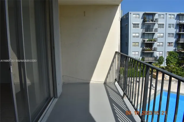 a view of balcony with stairs