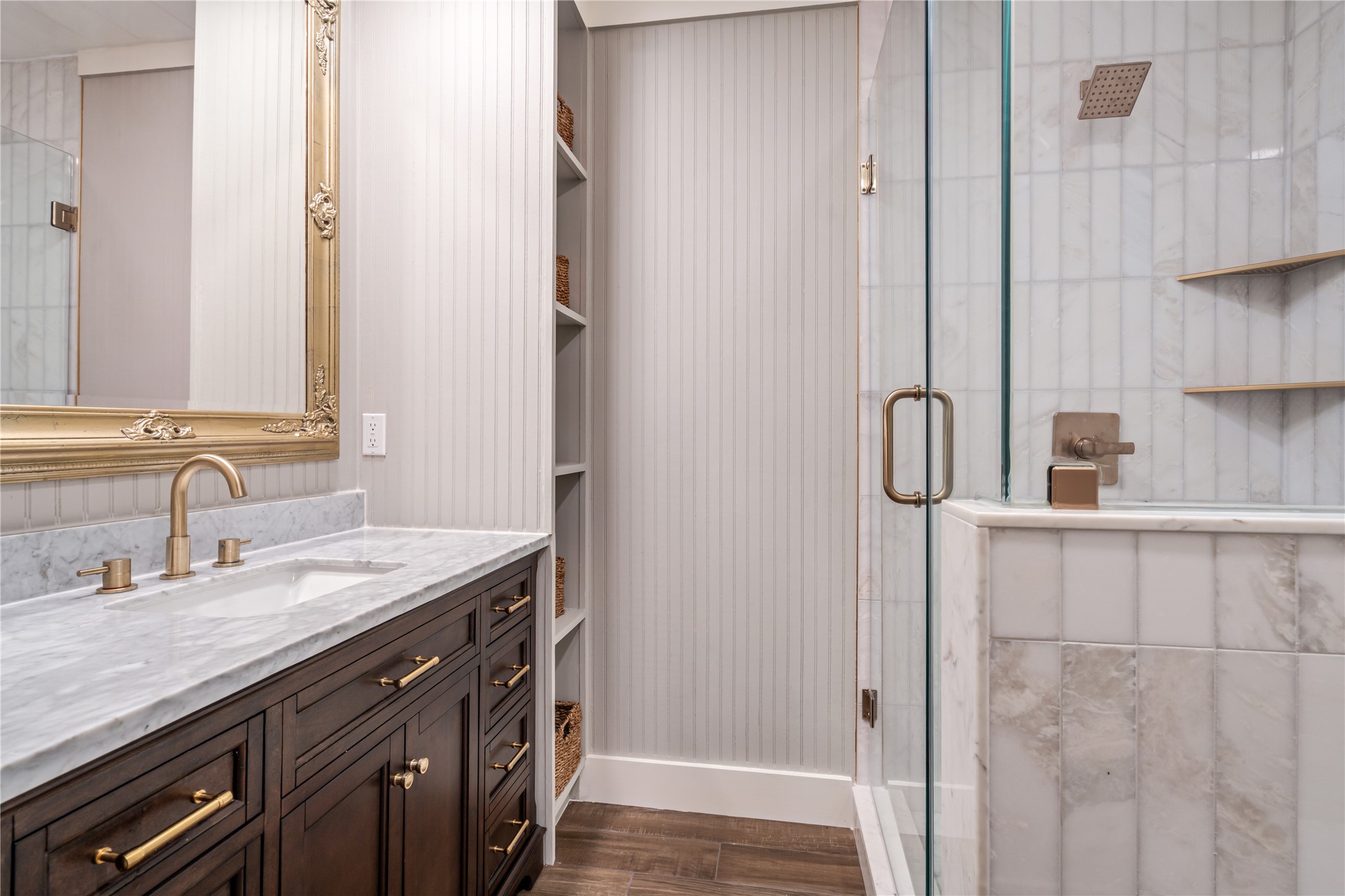 327 Middleton Street Bacliff, TX 77518 - Photo 11 of 23 a bathroom with a sink and a mirror