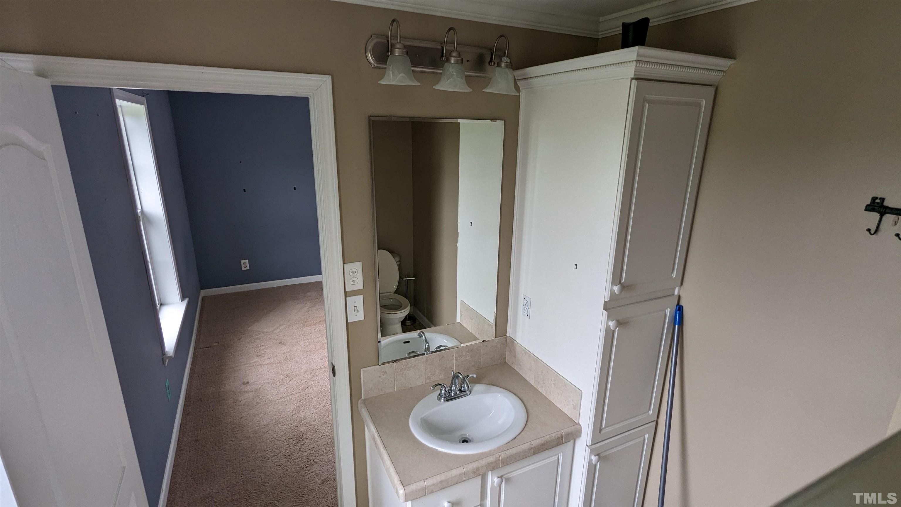 304 Bernard Purvis Road Bennett, NC 27208 - Photo 29 of 33 a bathroom with a sink and mirror