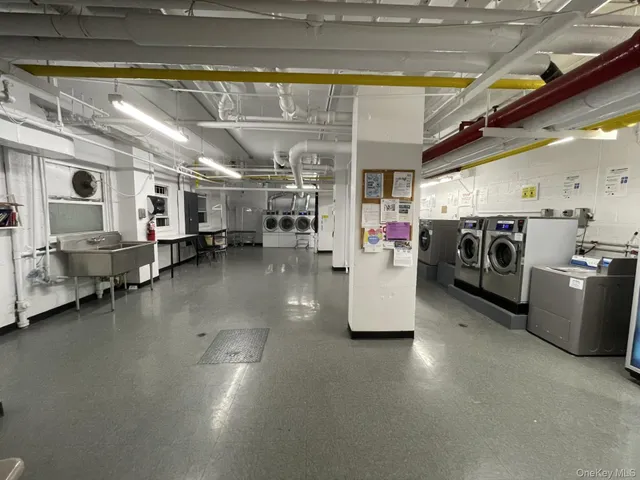a view of a garage with furniture