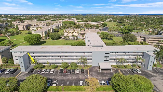 an aerial view of a house with a outdoor space