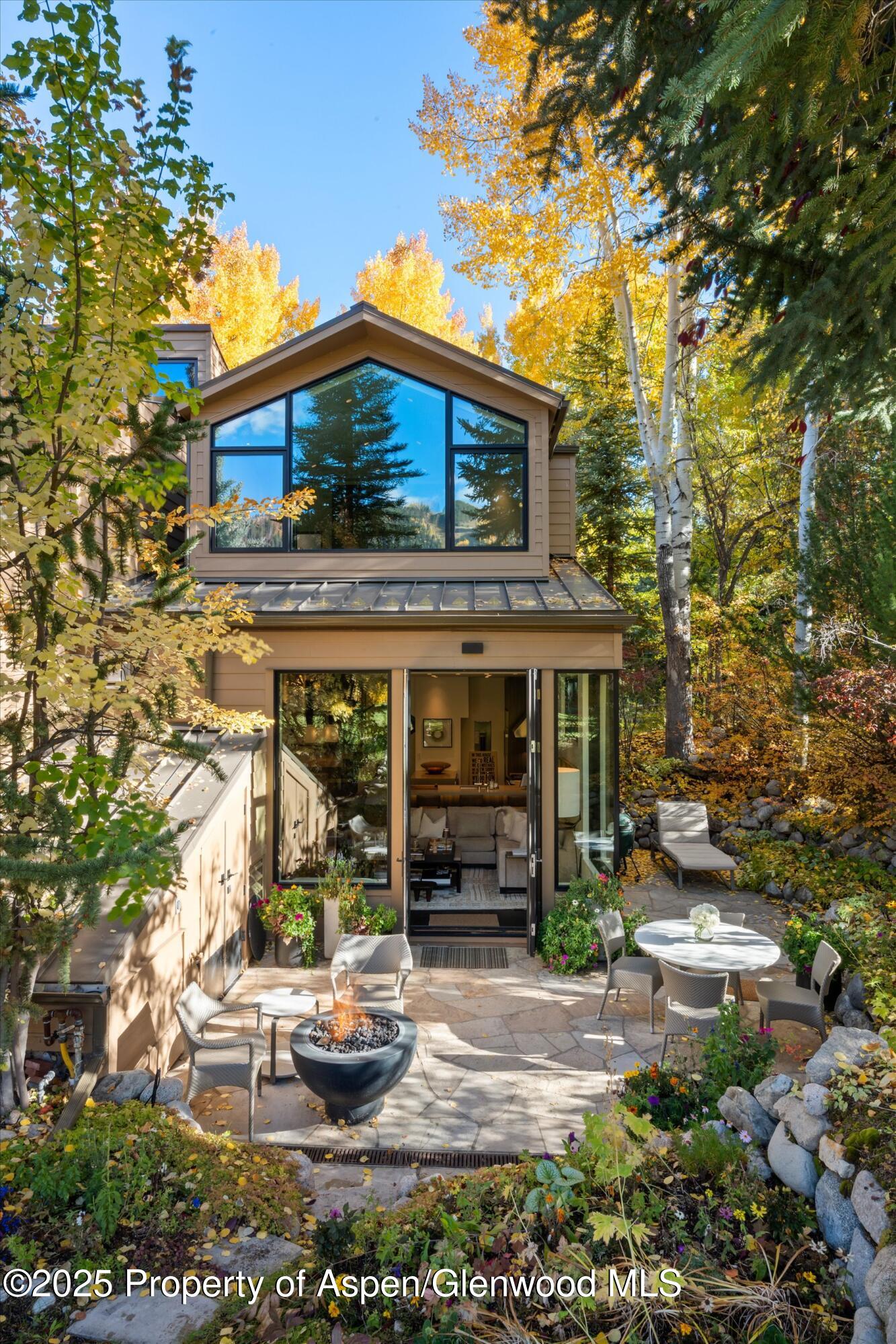 a front view of a house with patio