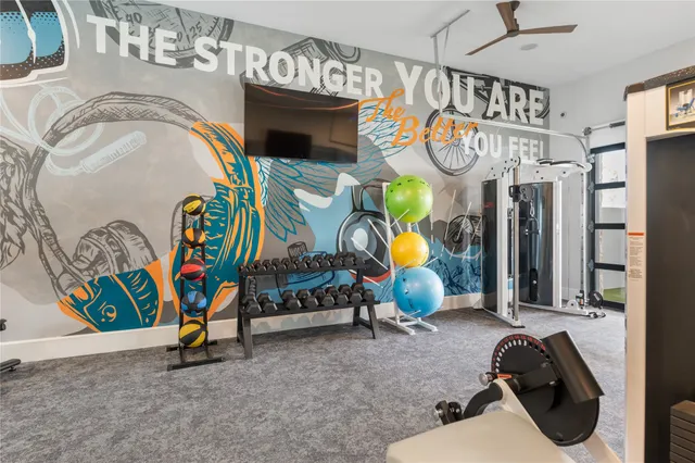 a view of a room with gym equipment