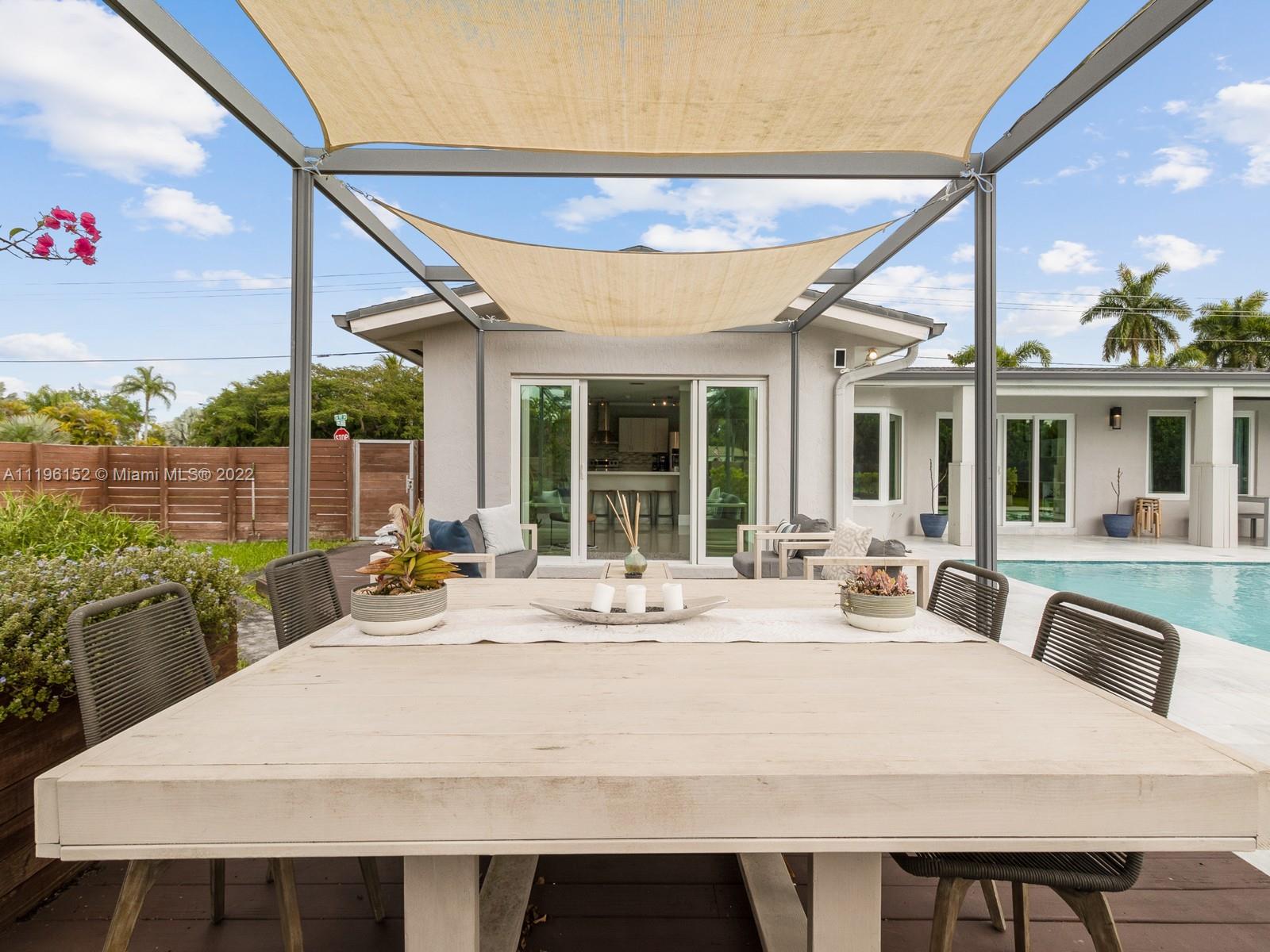 14250 Southwest 97th Avenue Miami, FL 33176 - Photo 37 of 38 a view of a patio with couches table and chairs and potted plants