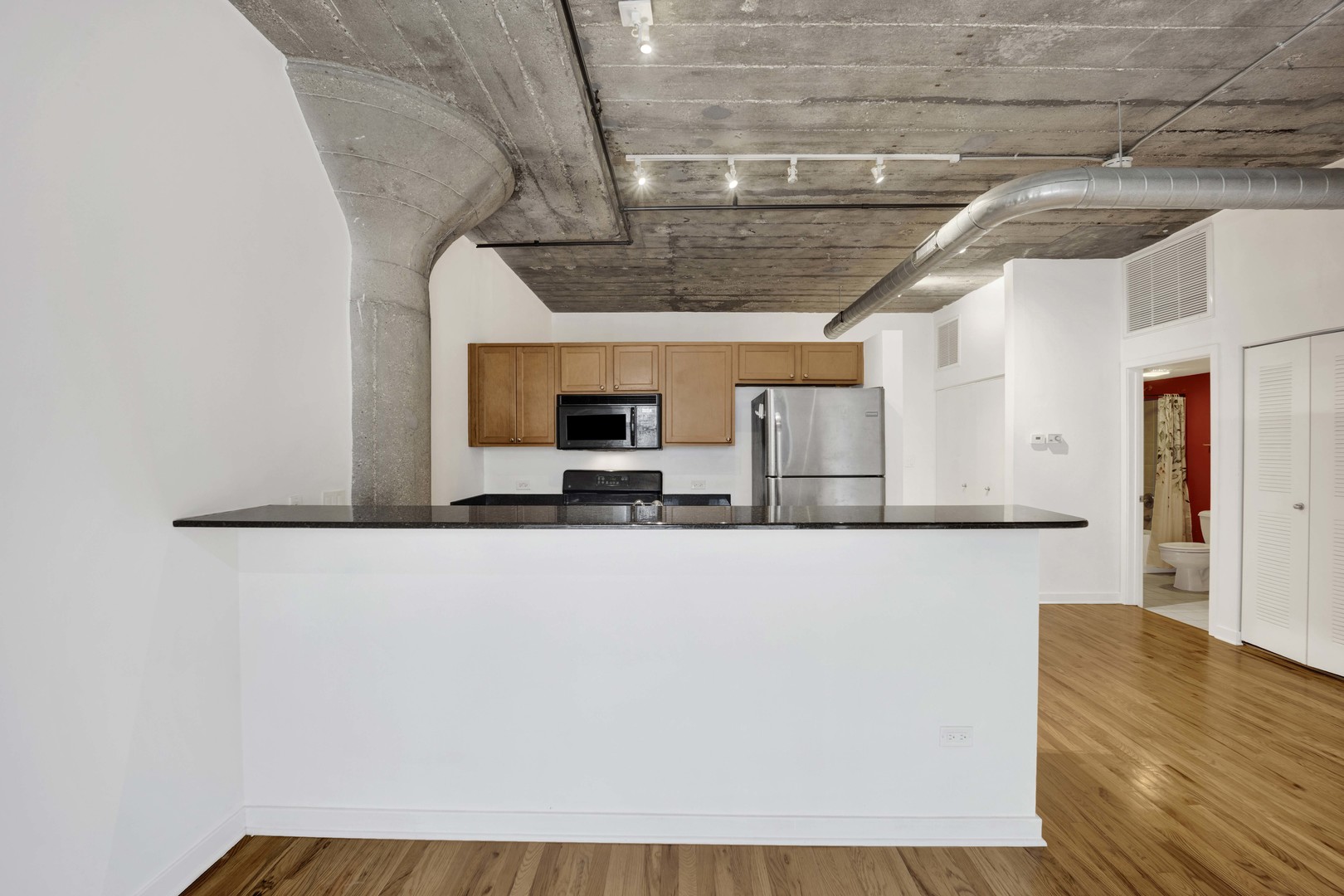 1151 West 14th Place, Unit 209 Chicago, IL 60608 - Photo 5 of 17 a view of kitchen with furniture and wooden floor