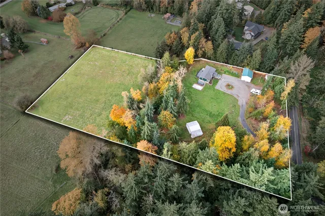 an aerial view of a house