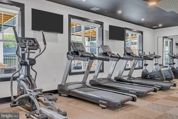 a view of a room with gym equipment