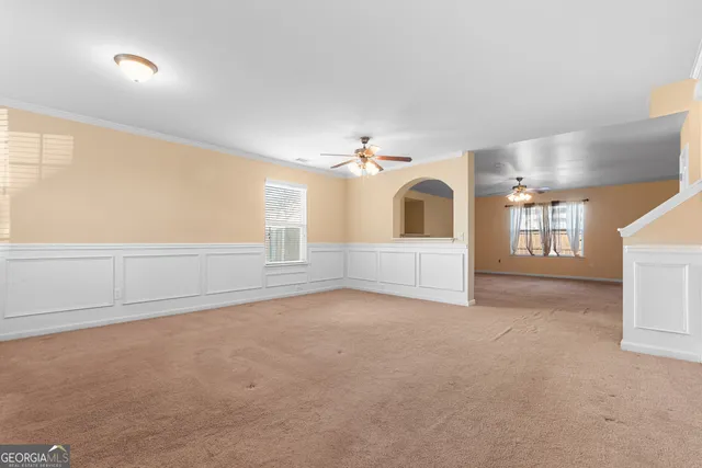 a view of a livingroom with a chandelier