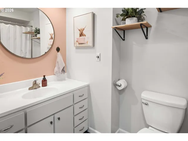 a bathroom with a toilet a sink and mirror