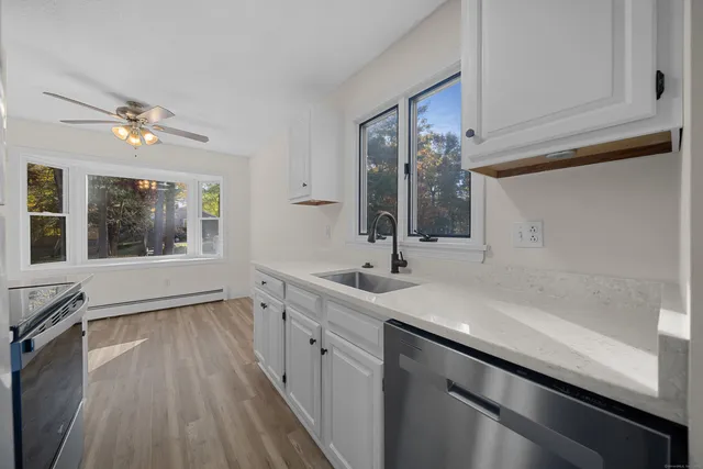 a kitchen with a sink appliances and cabinets