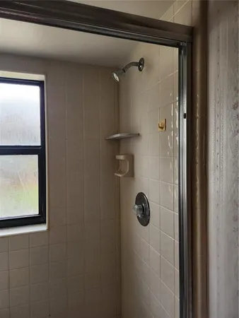 a bathroom with a shower