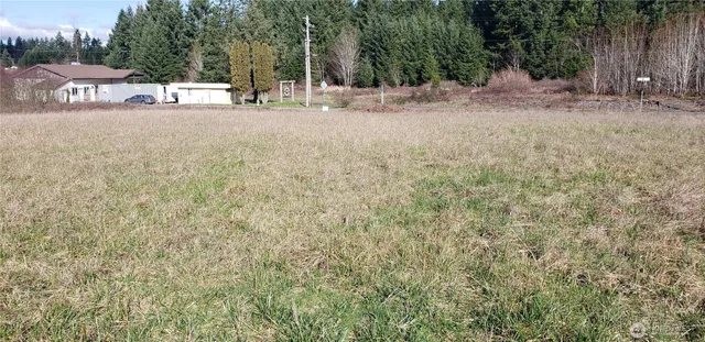 a backyard of a house with large trees